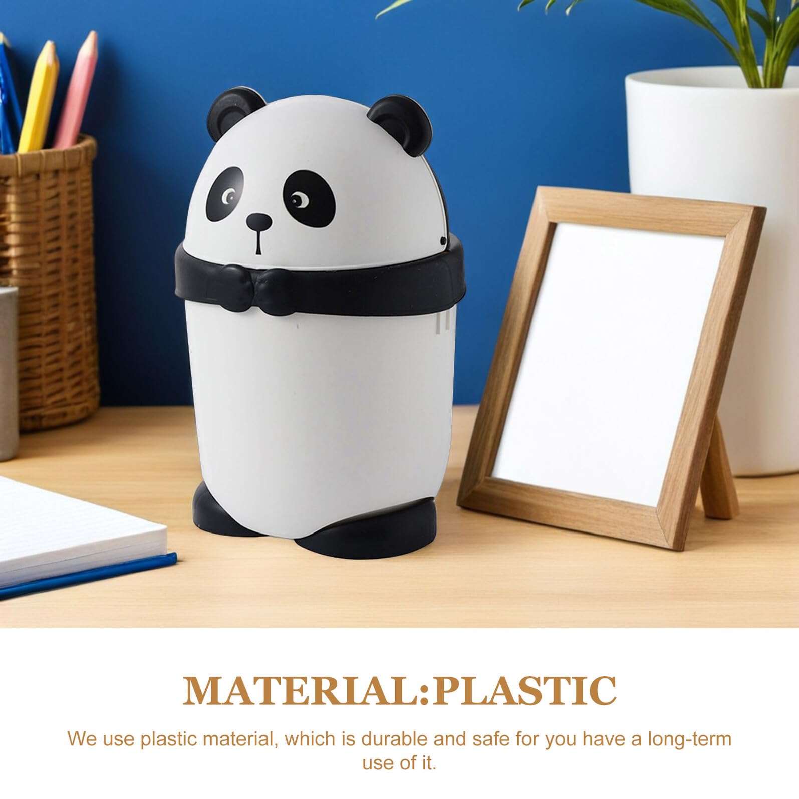 Cabilock Cubos De Basura Pequeños Panda Con Tapa Papelera De Dibujos Animados Para Niño Niña Diseño Para Habitaciones Oficina y Cocina