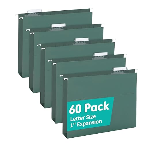 HERKKA Extra Capacity Hanging File Folders, 60 Pack Reinforced Letter