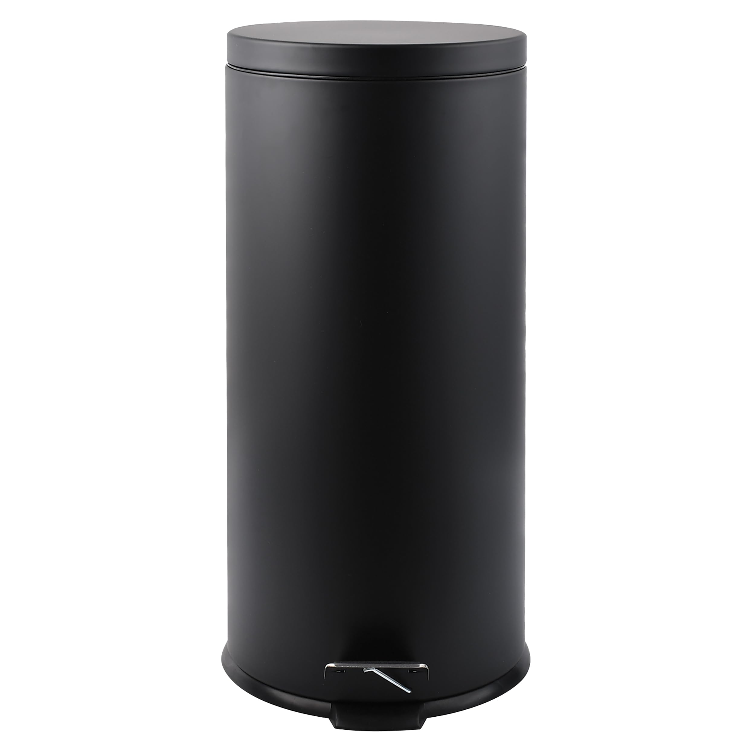 MSV - Papelera de baño - Acero inoxidable con cubo extraíble - Mecanismo de pedal - Compacta y práctica - Negra - 30L - Resistente a la humedad