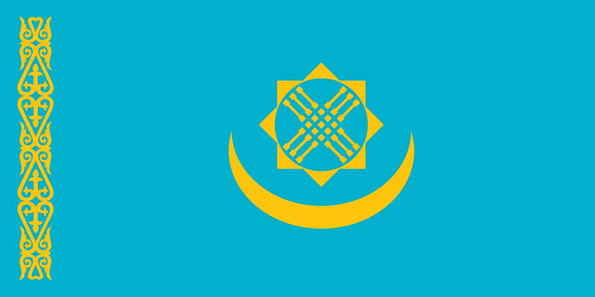 Drapeau Kazakhstan croissant grand modèle aux finitions soignées