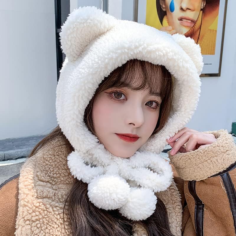 Cute Faux Fur Bear Ears Beanie Hat Fleece Lined Animal Earflap Hat Plush Fuzzy Cold Weather Outdoor Ski Snow Cap - Image 7