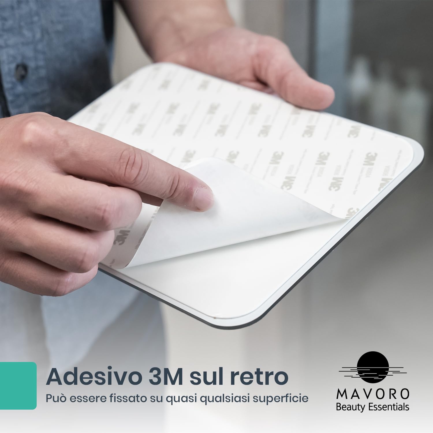 Mavoro 17.5 x 22.5 cm specchio da barba per doccia | Adesivo 3M | Acrilico infrangibile | Meno appannamento | Sottile senza cornice | Peel & Stick | Sicuro senza vetro (1 pack)