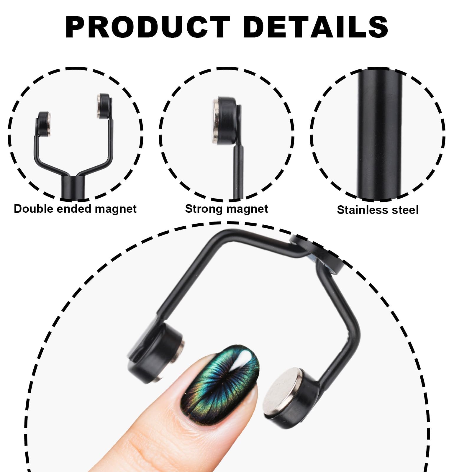 Cat Eye Magnet, 3 in 1 Strumento Magnetico per Unghie Cat Eye UV, Accessori Nail Art Design, Magnetico a Doppia Testa a Forma di Y in Acciaio Inossidabile