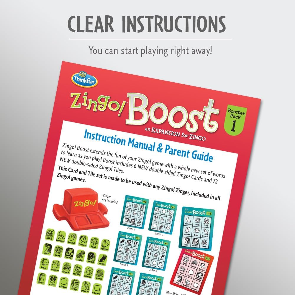 ThinkFun Zingo! Booster Pack #1 - Exciting Expansion Pack for Zingo! Game | Engages Kids in Learning | Enhances Memory & Word Recognition Skills | Trusted by Families Worldwide