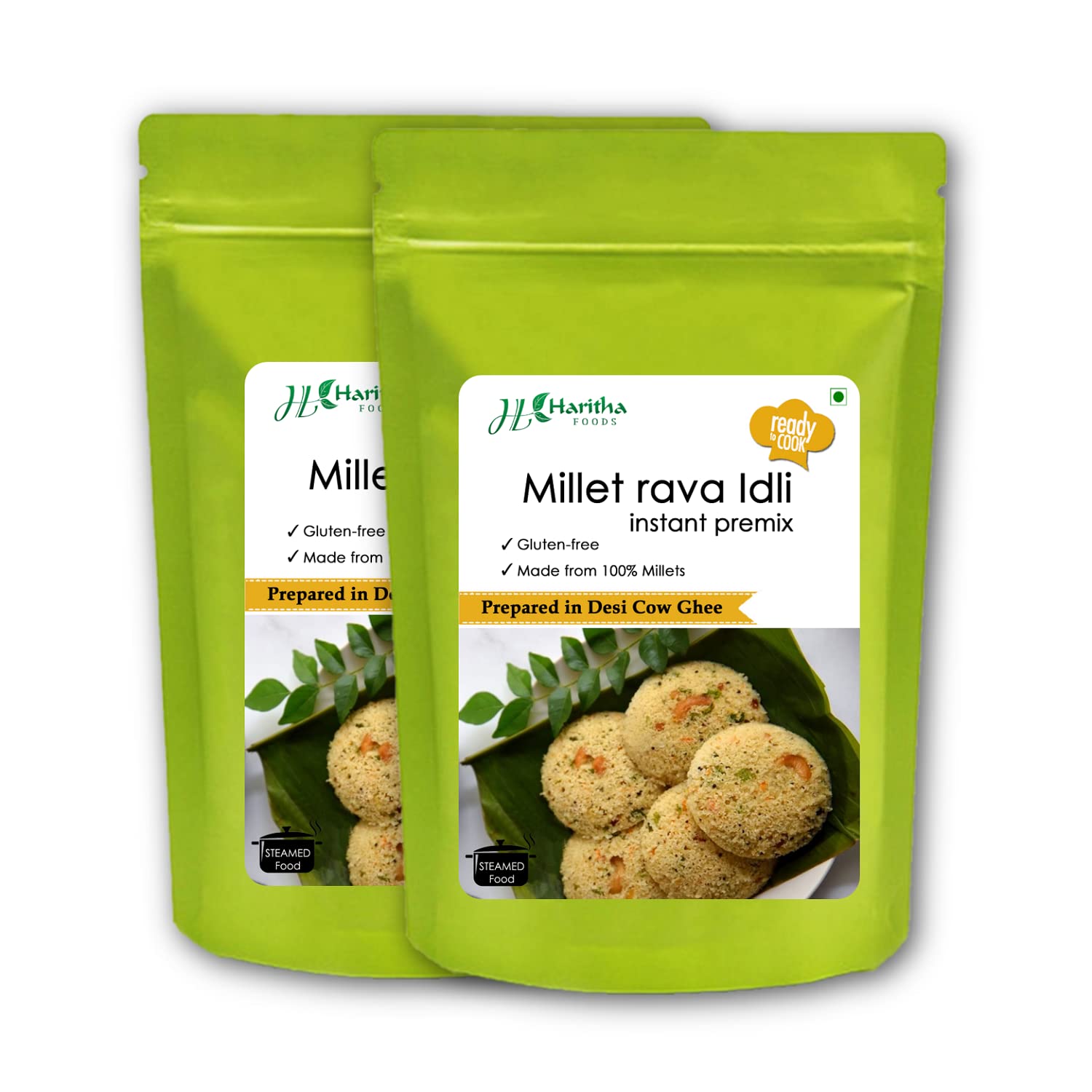Haritha Foods Millet Rava Idli Premix | Rich in Fiber, Protein & Essential Nutrients | Made with Natural Ingredients | No Additives or Preservatives | Instant Idli Mix | 500g (Pack of 2)