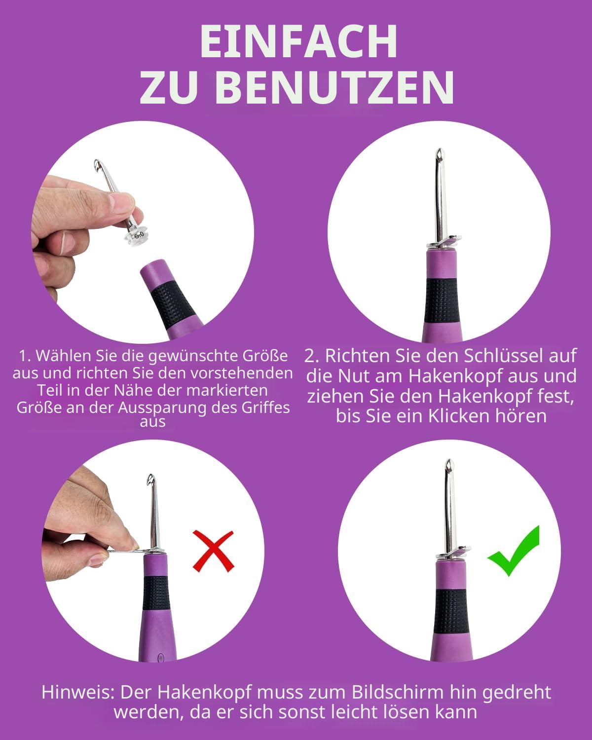 Beleuchtete Häkelnadeln Set-18 Größen Digitale Häkelnadeln mit Zähler 2,0~14,0mm, Ergonomische Häkelnadeln Beleuchtete Häkelnadeln für Stich- und Reihenzählung