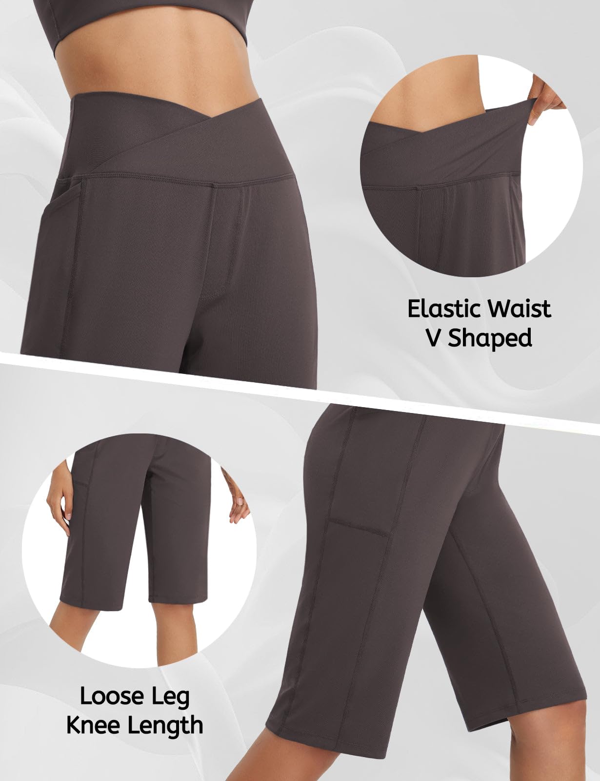 baleaf Damskie szorty damskie bermudy bieganie długie krótkie 35 cm długość do kolan wysoka talia spodenki gimnastyczne z kieszeniami joga