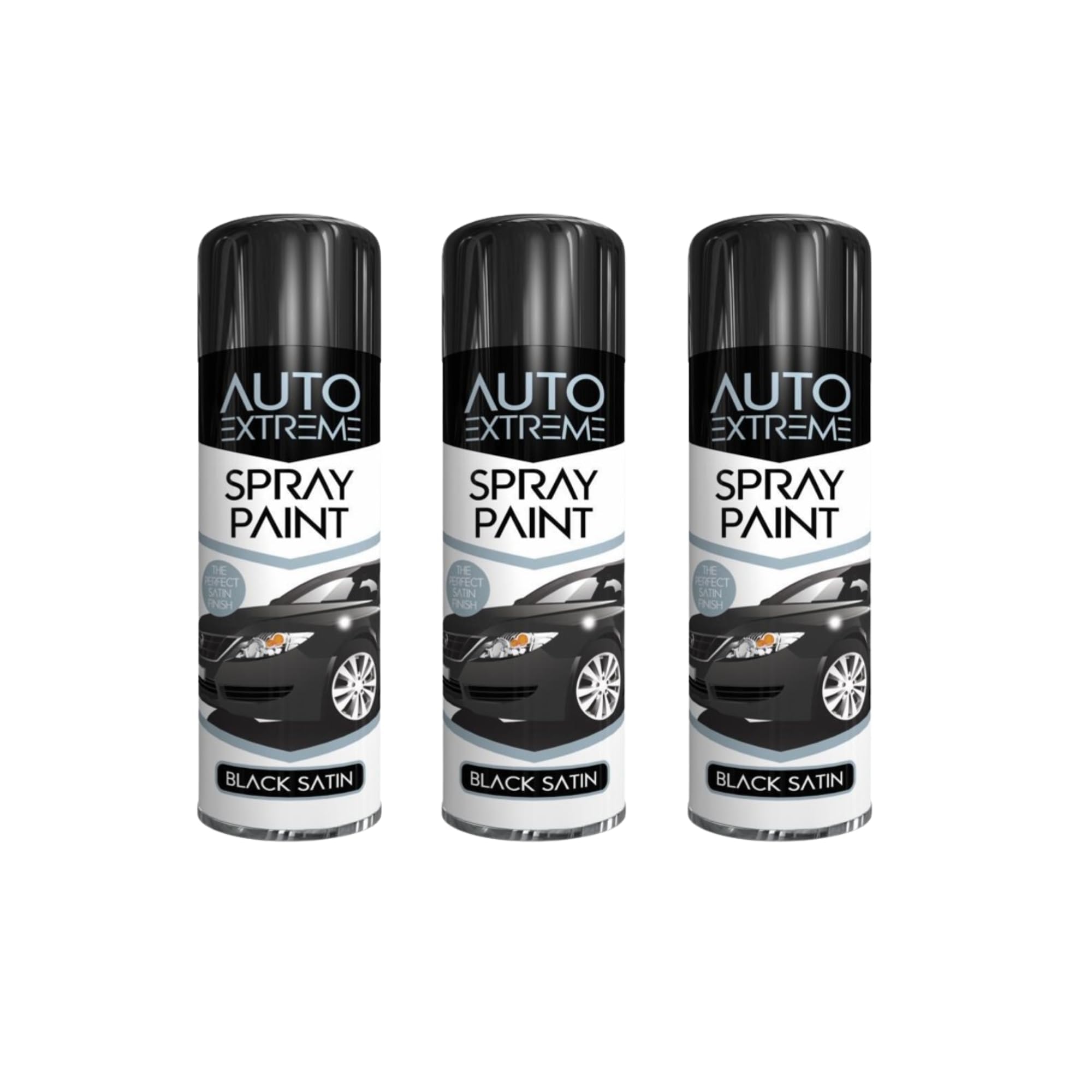 PNJB All Purpose Satin Aerosol Spray, Clear Durable Appearance, High Performance, Fast Drying Solution, High Performance, Multipurpose Black Satin Aerosol 250 ml (3 Pcs)