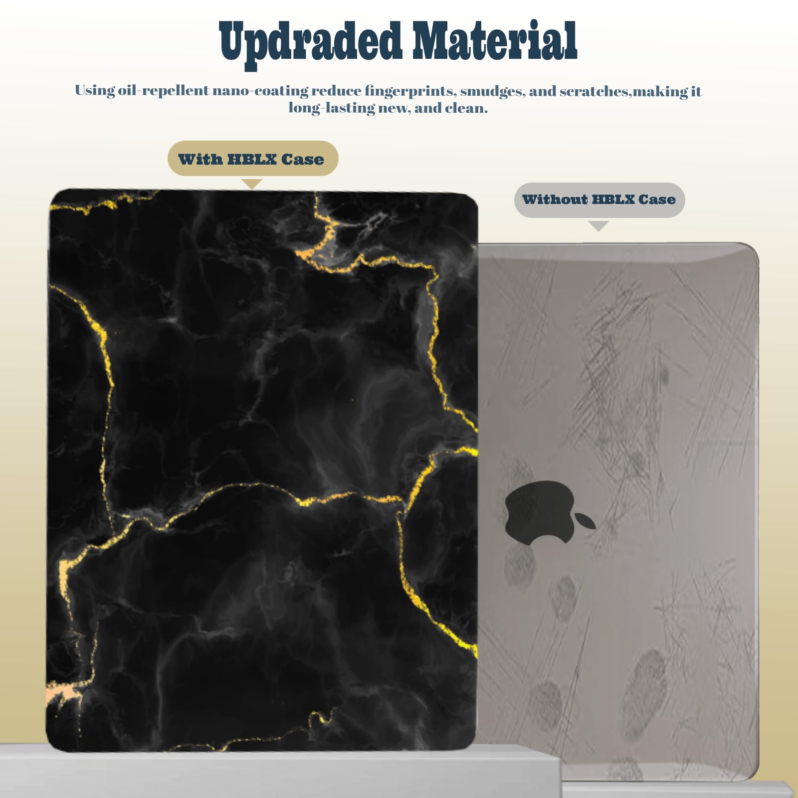 Twarde etui kompatybilne z MacBook 12", etui 2015, 2016, 2017, A1534, z wyświetlaczem Retina 12,6", smukłe etui ochronne i etui na laptopa, pokrowiec i osłona klawiatury, złoty, czarny marmur