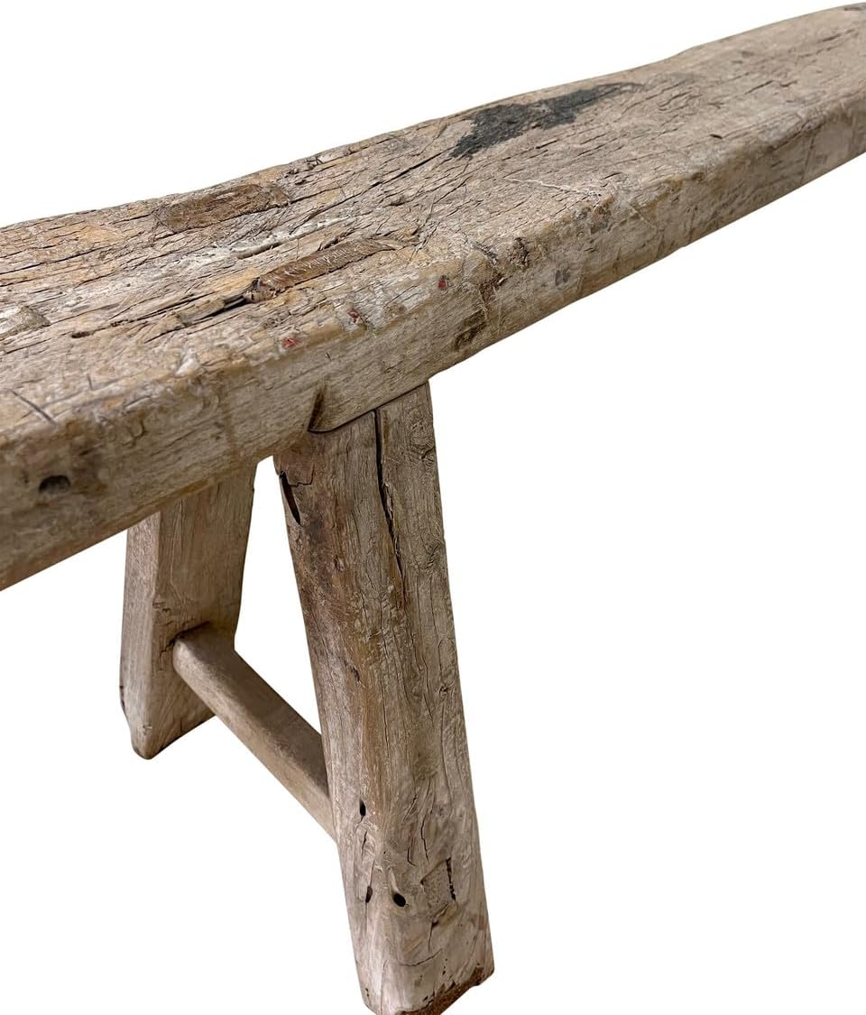 Artissance Vintage Reclaimed Wooden Noodle Bench, 6–7 ft Long, Handcrafted Rustic Solid Wood Bench, Perfect for Both Indoor and Outdoor, Bedroom, Patio, Entryways