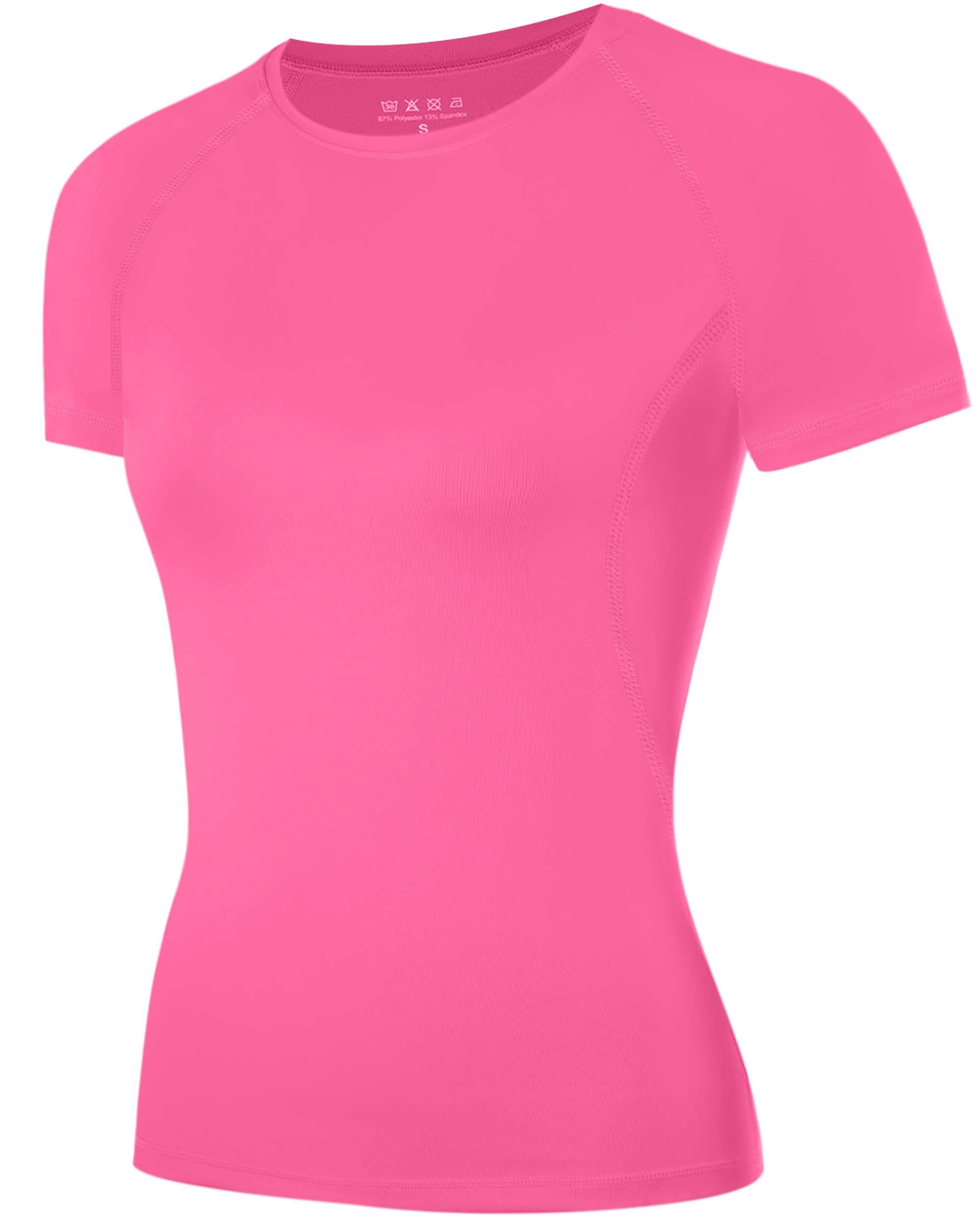 ZovioBox WISMBOX Sportshirt Damen Kurzarm, enges Kompressionsshirt, atmungsaktives und schnelltrocknendes Funktionsshirt für Fitness, Yoga, Gym
