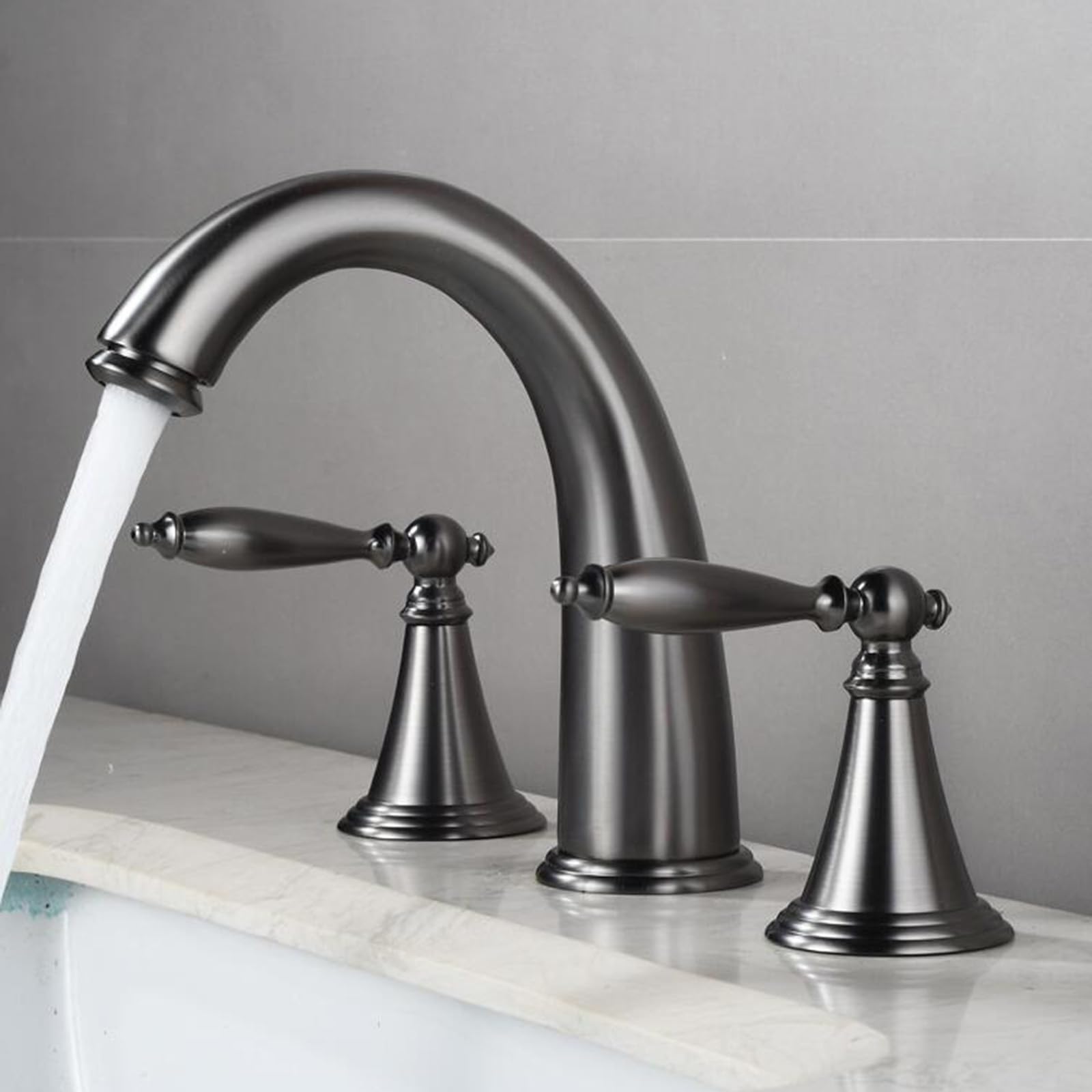 Robinet évier 3 trous en laiton gris contre les fuites d'eau