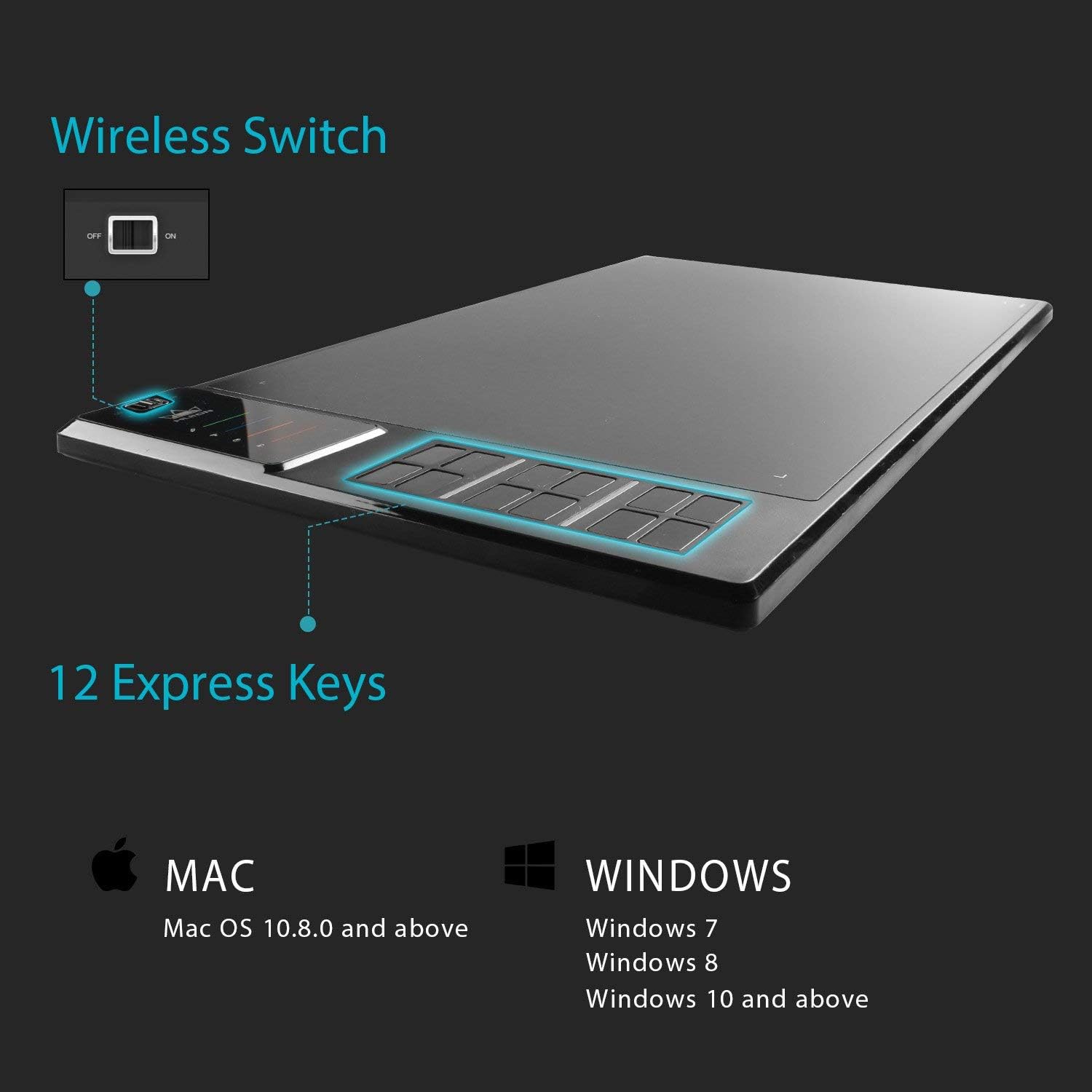 HUION WH1409 Wireless Graphic Drawing Tablet 8192 Pen Pressure Pen Tablet ST300 Adjustable Drawing Tablet Stand