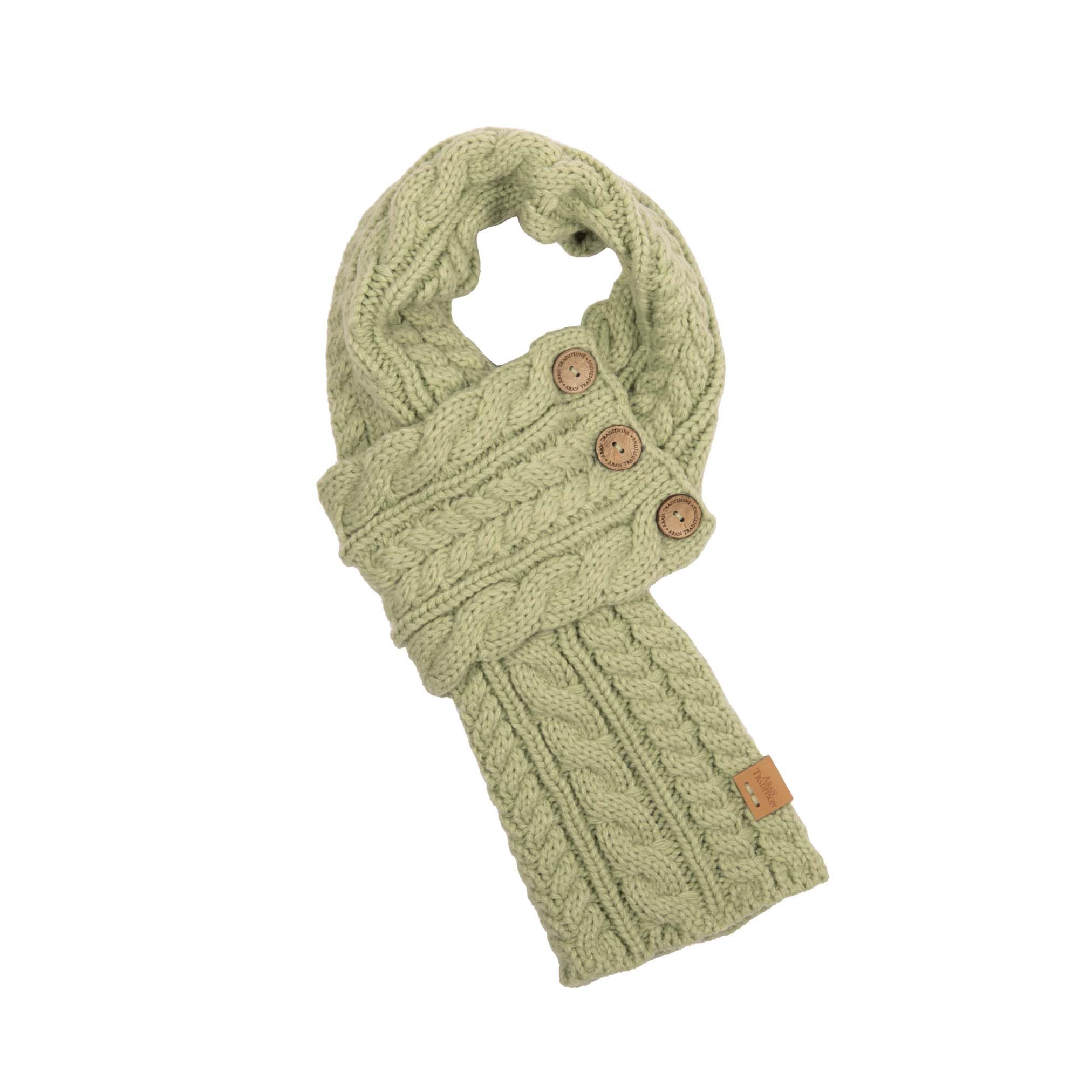 Aran Traditions Cable Knit Wrap Button Scarf (Laurel)