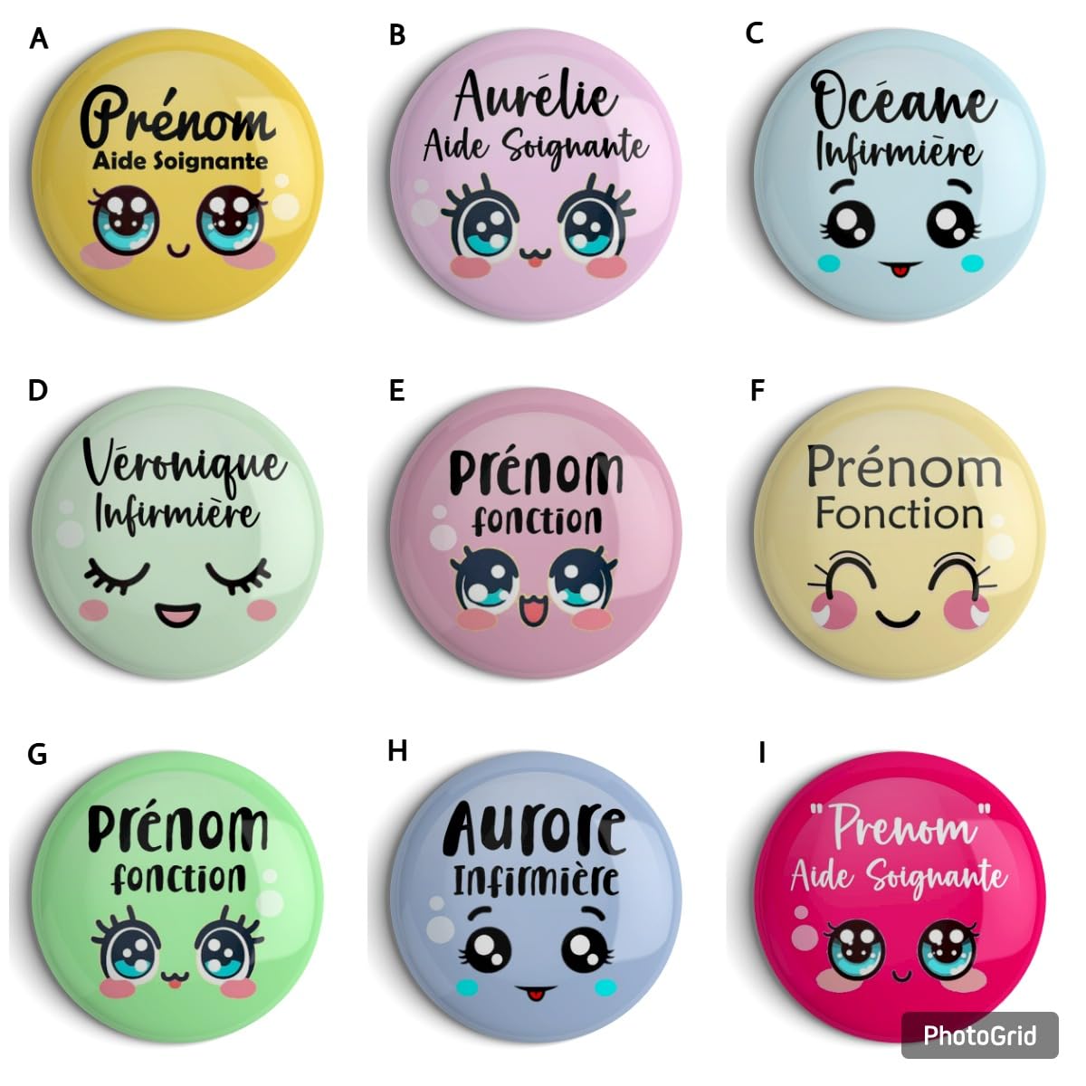 Badge Aide Soignante ou tout métier en 56mm