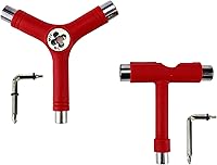 KUMGROT Red Multifunctional Skate Tool Set: T-Tool, Y-Tool & L-Type Wrench for Skateboards, Roller Skates & Drift Boards (2-Pack)