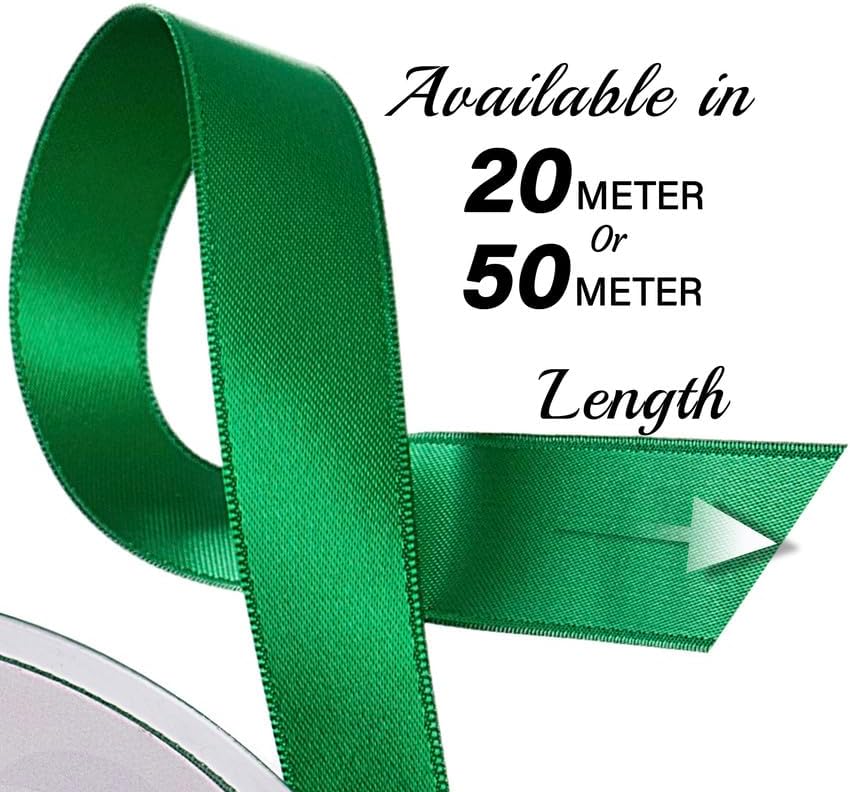 SR- Full Reel 6mm Double Faced Satin Ribbon, 20 Metres on Reel - Green