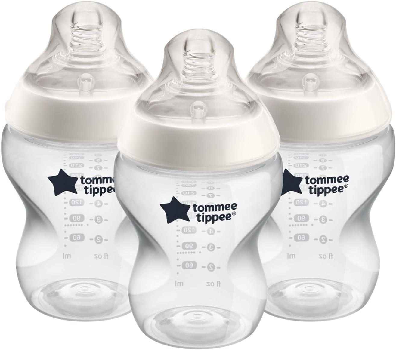 Closer to Nature Baby Bottles, Breast-Like Nipples with Anti-Colic Valve, 9oz, 3 Count