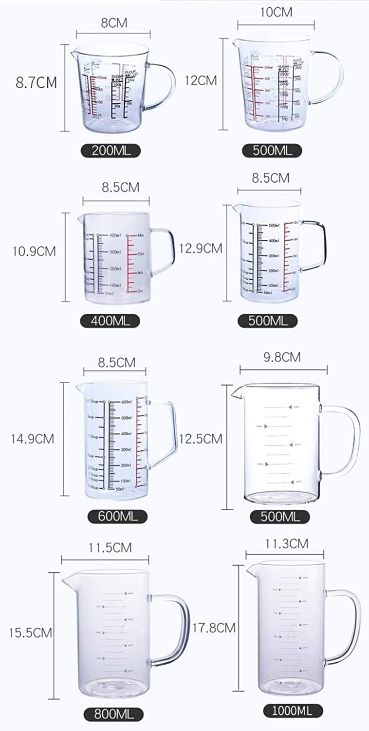 ZORILO Edelstahl-Glas-Messbecher, Champagnerglas, Geschenk, kreatives Borosilikatglas, Messbecher, Topf, Wasserkocher, Milchbecher, Küchenutensilien (Color : 1000mlc)