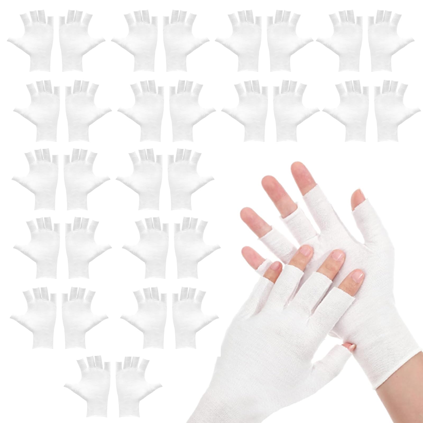 15 paia di guanti in cotone dermatologico bianco Eczema,Il suo design senza dita lo rende per la cura della bellezza,spa per le mani e trattamenti con eczema,neurodermatite