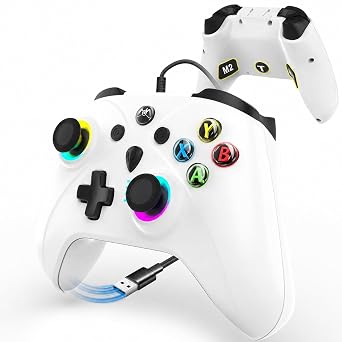 UGAME Wired X Box Controller for XBox One Series S X PC, Control with 1000Hz Polling Rate No Drift Stick, Custom Paddles Turbo Remote, RGB Light Gamepad