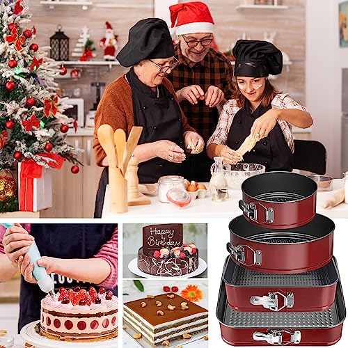 Tortiera Rimovibile,Teglia da Forno Rotonda 4 Pezzi Stampi per Dolci, Quadrate, Springform (16/20/22/26cm) Rivestimento Antiaderente Cake Pan Ideali per cheesecakes - immagine 5