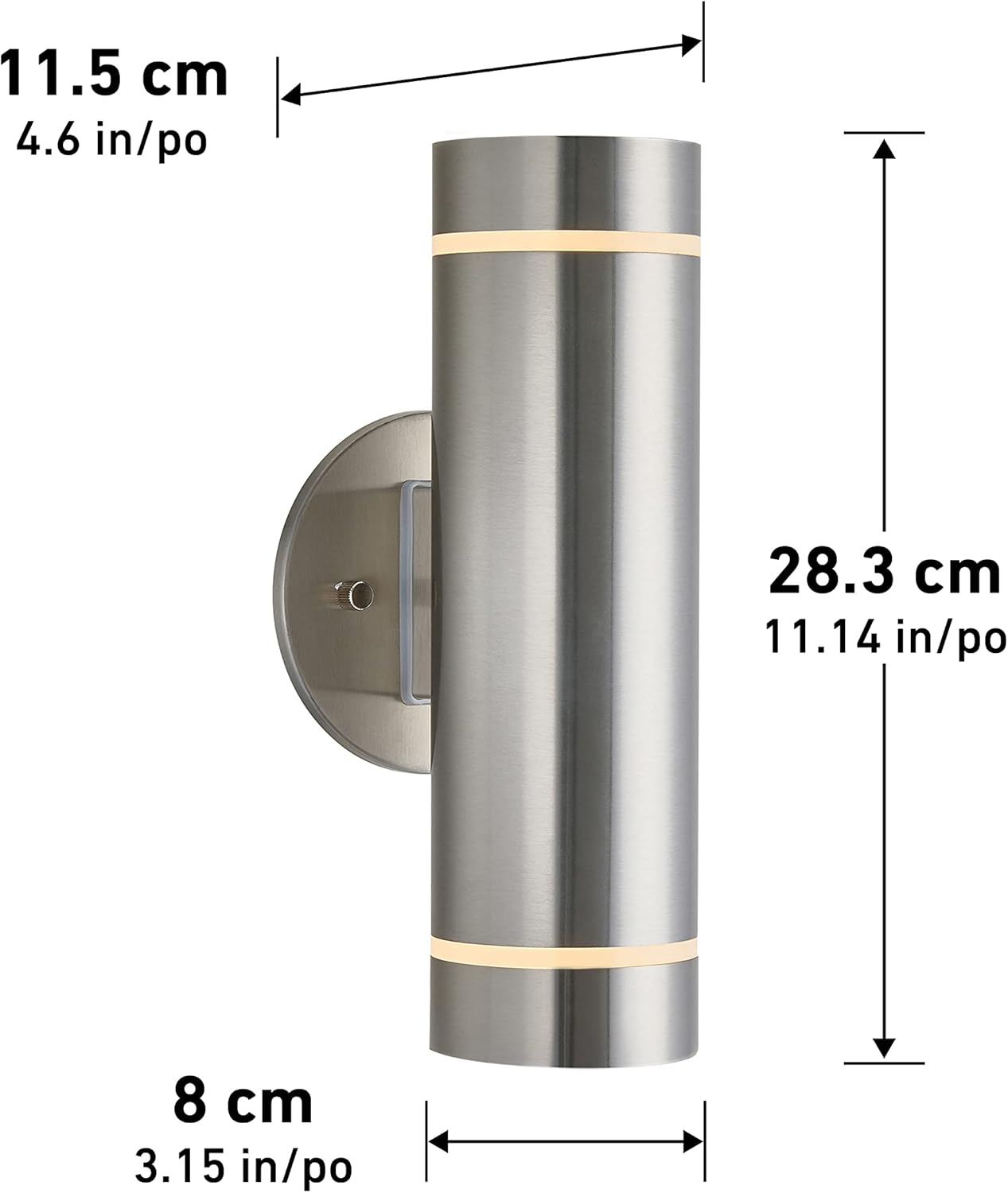 Modern Stainless Steel Cylinder Wall Sconce with Frosted Glass