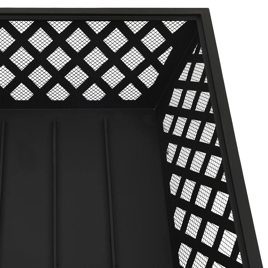 vidaXL Brasero con Atizador Jardín Patio Terraza Balcón Exterior Cuenco Chimenea Fogata Hornillo Calentador Calefactor Acero XXL 64 cm