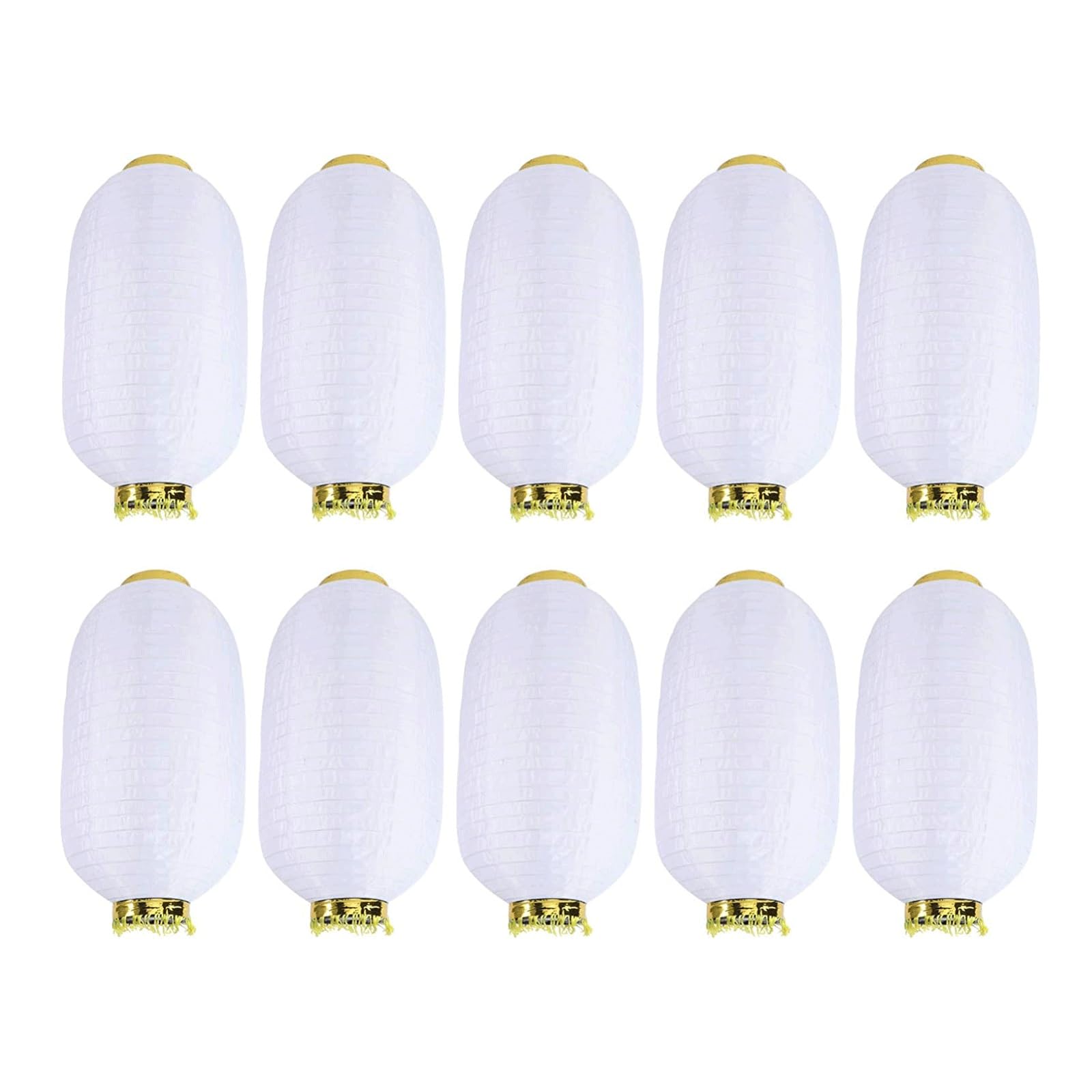 Asian lantern, 10Pcs Chinese Paper Lanterns Silk Cloth Oval Japanese Style Foldable Hanging(White)