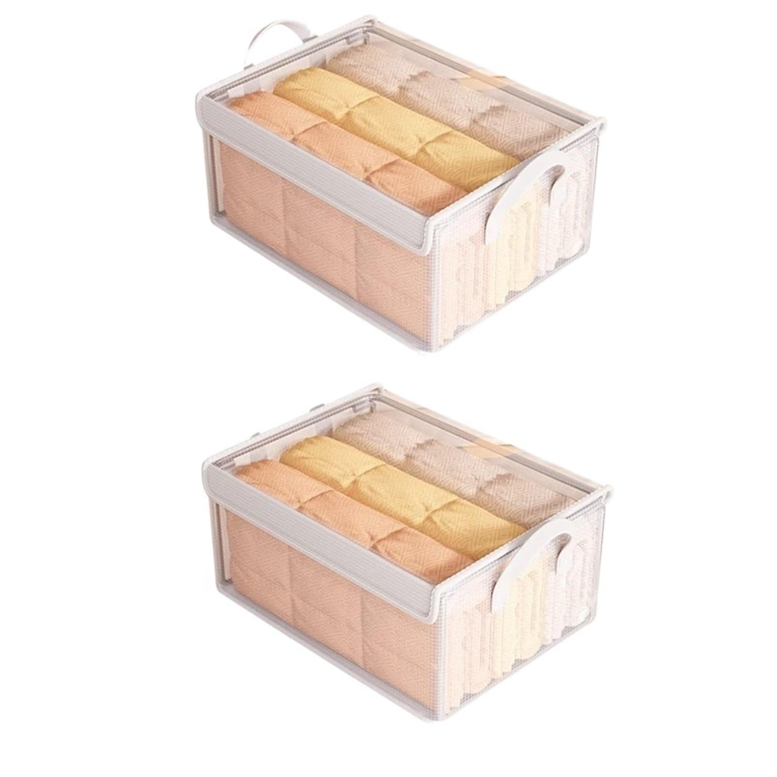 YDYAENIO Underwear Drawer Organiser PVC Storage Basket For Clothes Underwear Box Stainless Steel Frame Wardrobe Organizer underwear organiser boxes for wardrobes(2pcs-with Lid)