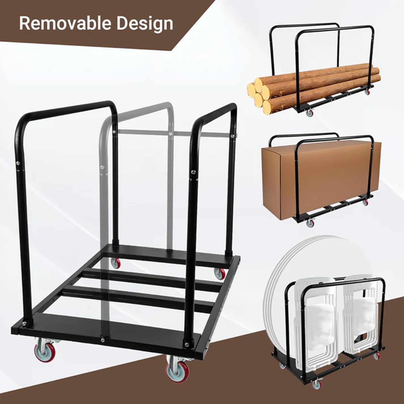 Garvee Chariot pliable porte-panneaux professionnel – Capacité 1800 lbs, roues PU pivotantes 5", pour plaques de plâtre, bois, contreplaqué, Idéal entrepôt et atelier, 46x29 Pouces, ajout de 2 sangles