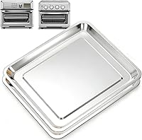 Vista 1 de Juego de 2 bandejas para hornear de acero inoxidable, bandeja de repuesto de sartén de aire de 12.4 x 11 pulgadas para freidora de aire Cuisinart