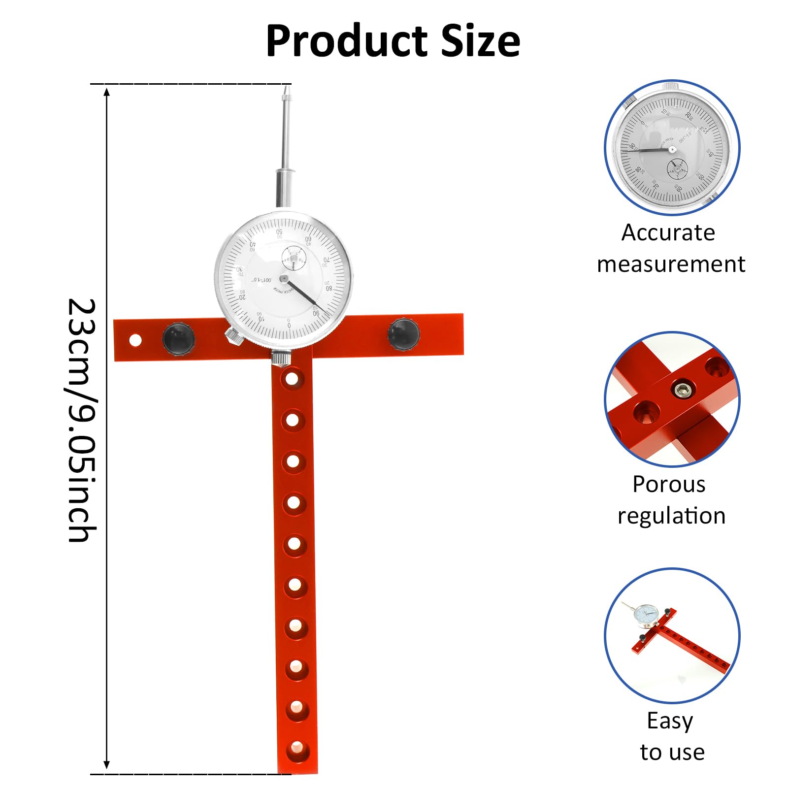 Table Saw Dial Indicator, Precision Dial Indicator, 0.001inch Accuracy Adjustable Table Saw Gauge Basic Kit, Aluminum Alloy Table Saw Dial Gauge Corrector Kit, Machinery Tool Alignment System