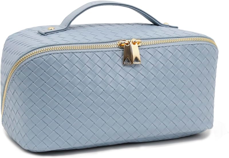 Necessaire de maquiagem JINYIBAGS em couro sintético com zíper duplo, organizador de viagem, 03-Ice