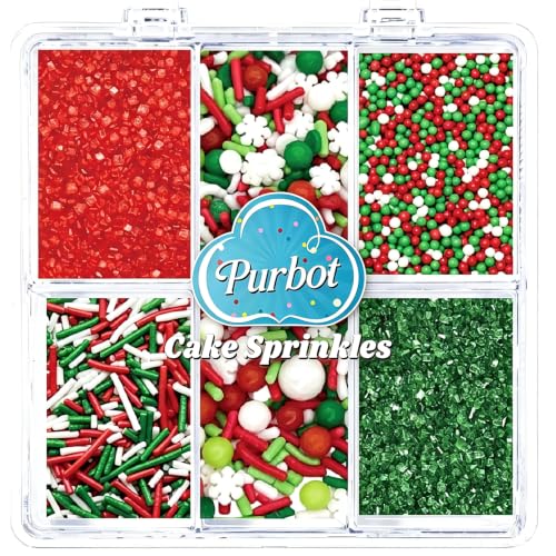 Image of Pearl Sprinkles for Cake Decorating, 4 Sizes Sugar 130g /4.6oz, Cupcake, Ice Cream, Donuts, Macaron Toppings Supplies (2mm, 4mm, 7mm, 1cm) (Christmas)