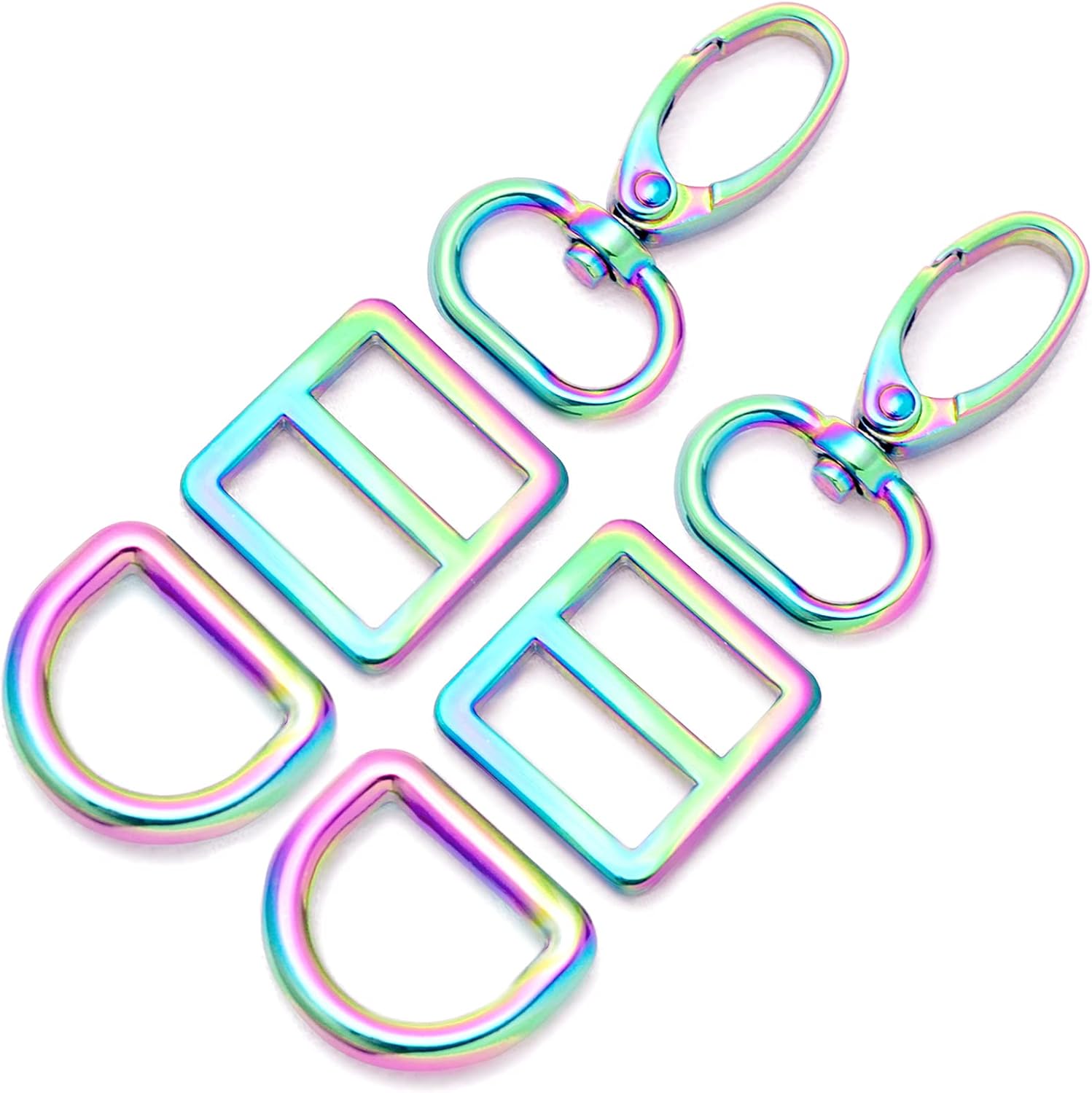 Metal Rainbow Swivel Snaps Hooks with D Rings and Tri-Glides rainbow purse hardware Slide Buckles…