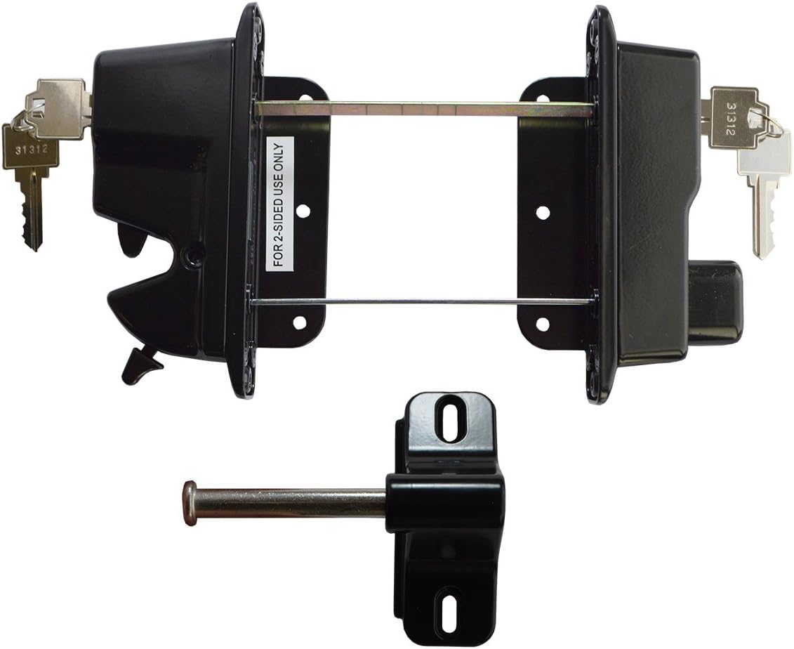 Keystone Black Zinc Diecast Metal Key Lockable Latch | 2-Sided | Keyed Alike | KLADV-M2-BK-KA