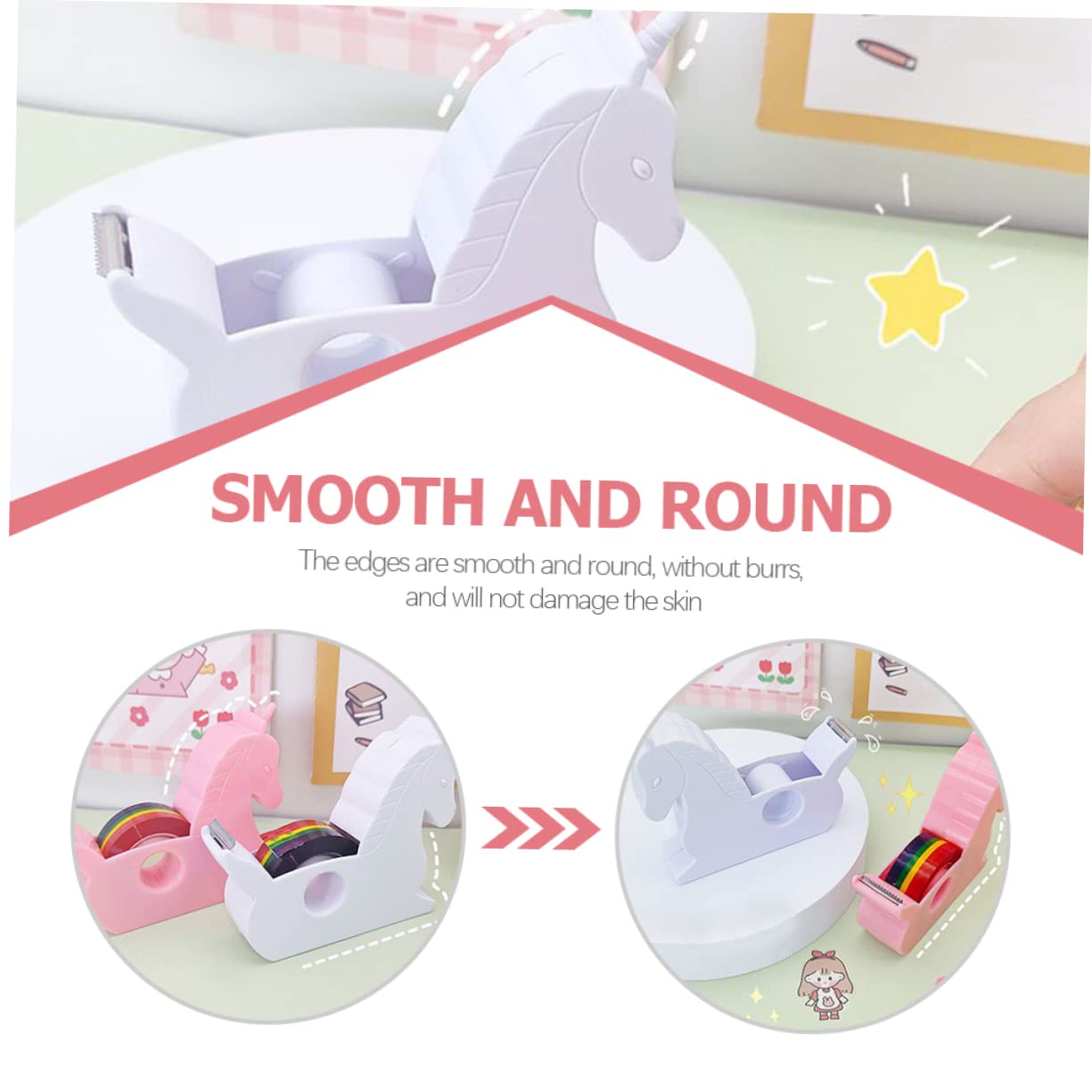 NUOBESTY 6stücke Kawaii Tape Dispenser Kleiner Tape Cutter Für Büro Und Schule Praktisches Werkzeug Zum Schneiden Von Klebeband Für Bastelprojekte Und Scrapbooking