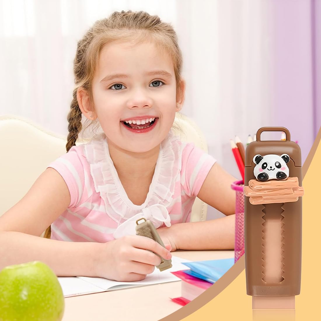 4 Gomme Panda Retrattili, Panda Gomma da Cancellare, Regalini Fine Festa Compleanno Bambini, Gadget Compleanno Bambini e Bambina