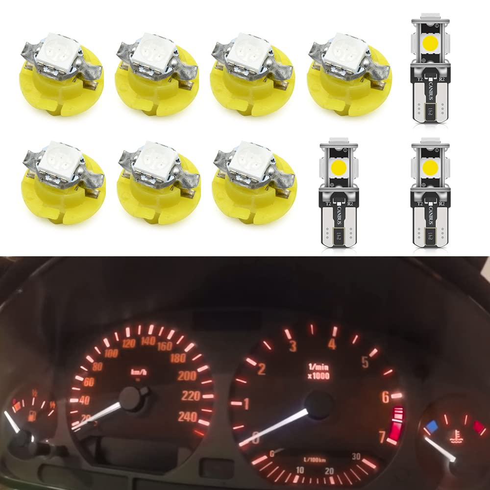 Bombillas LED para panel de instrumentos para B/MW 3 Series E36, 5 Series E34 E39, 7 Series E32 E38 E31 Velocímetro Tacómetro Reloj Pantalla LCD Iluminación Luces de salpicadero (Amarillo)