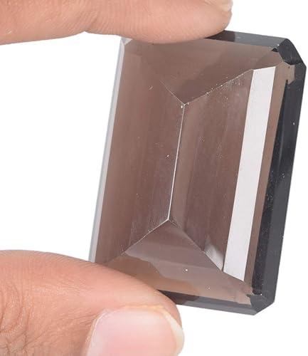 Vista 2 de GEMHUB Aproximadamente 90.00 a 100.00 quilates de topacio ahumado brasileño con forma de esmeralda en la parte superior de piedras preciosas sueltas