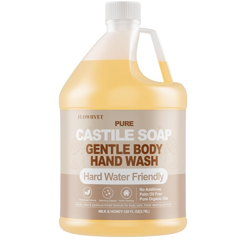 Sabonete líquido de Castela FLOWHYET Milk & Honey, refil de 3,79 L