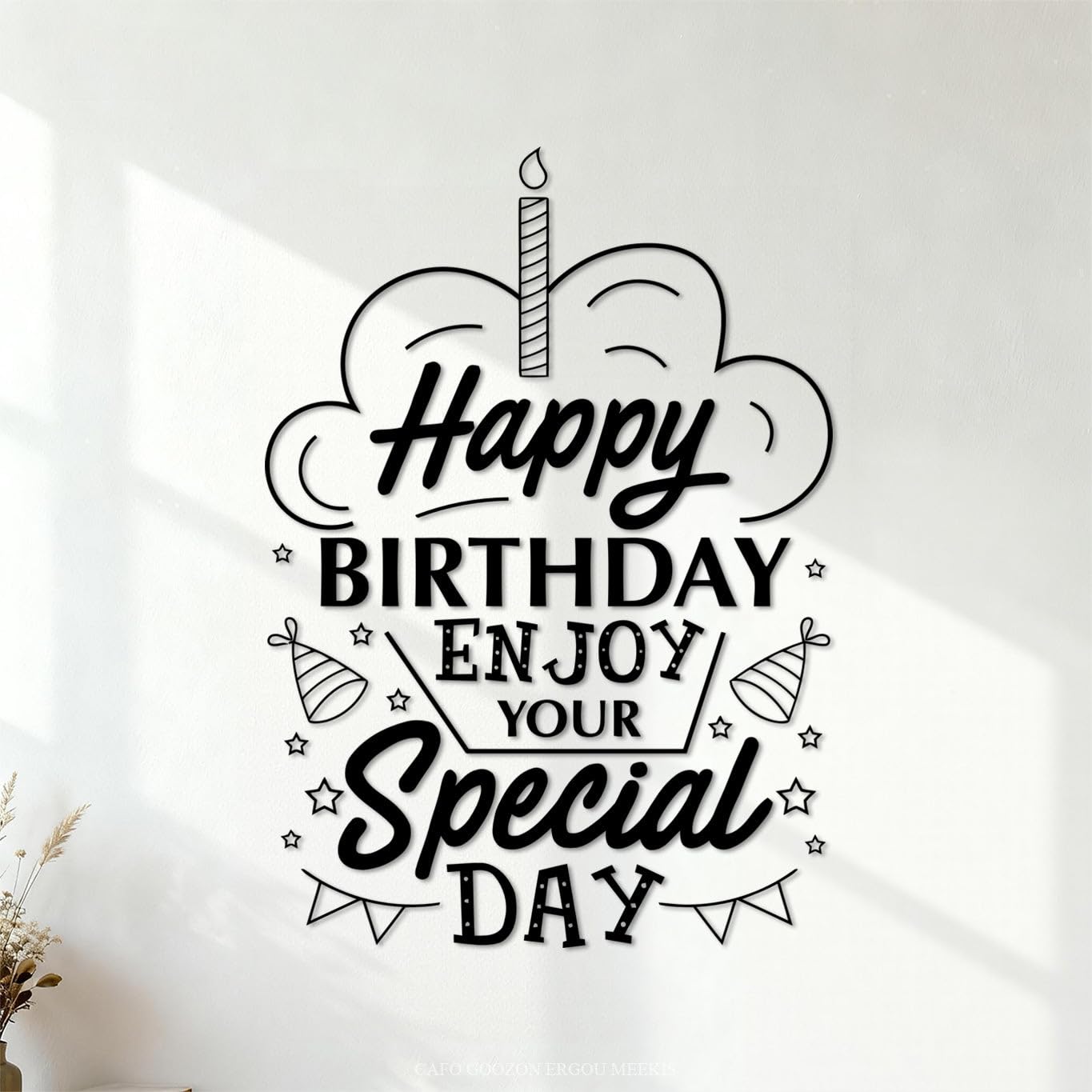 Lettering Stickers Happy Birthday Enjoy Your Special Day Tshirt 68x96cm Art Mural Painting Black