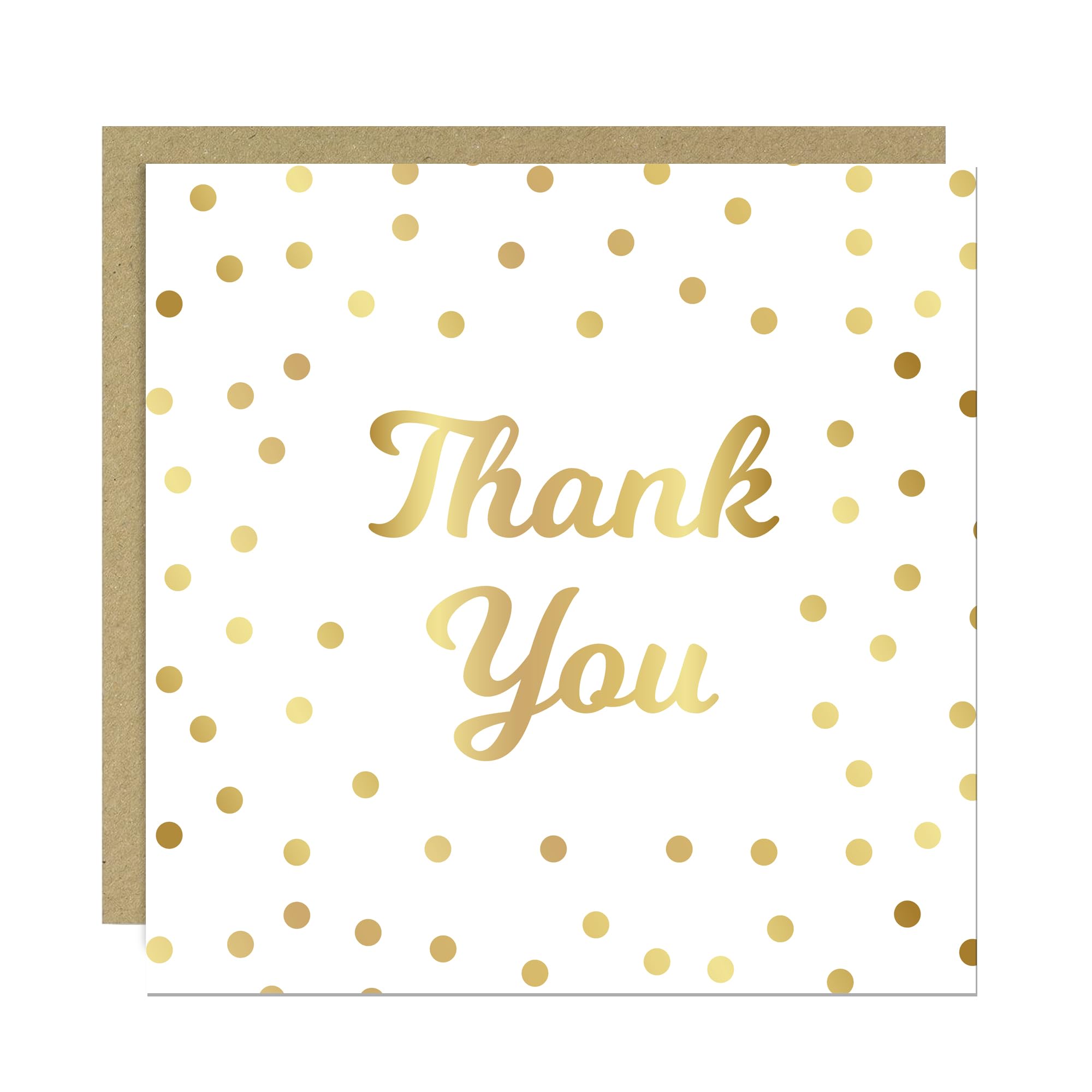 RED OCEAN Thank You Card with Envelope - Luxury Blue & Gold Polka Dot Greeting Card, 145x145mm, Thank You Card For Colleagues Teachers Volunteers, Wedding, Appreciation Cards (White & Gold)