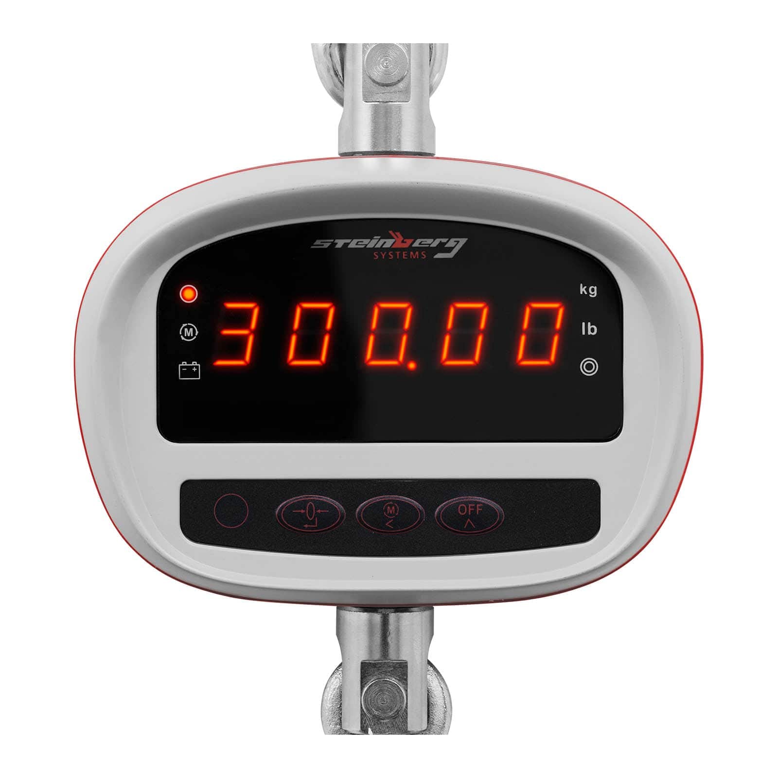 Steinberg Systems SBS-KW-300KE Kranwaage Hängewaage Digital mit Fernbedienung 300 kg / 50 g, LED Display, inkl. Sicherheitshaken, Karabinerhaken, 6 Batterien