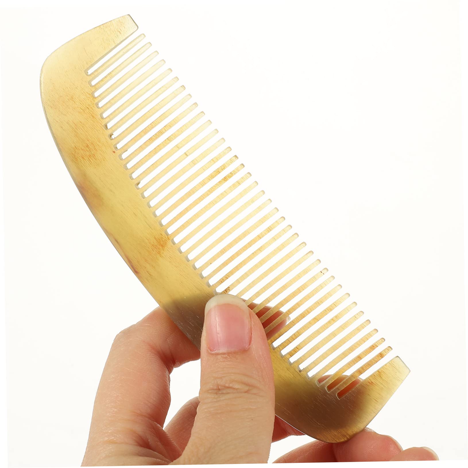 BESTYASH Peine de Cuerno Antiestático Natural Peine para Masajear el Cabelludo para Cabello Grueso Liso Rizado Herramienta de Peinado Cuidado del Cabello Barba