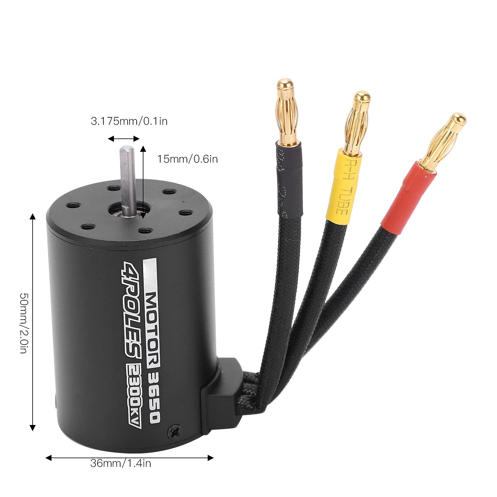 Zerodis Silnik Bezszczotkowy 4-biegunowy 3650 2300KV, Regulator 45A | Aluminiowy radiator 6061 T6 do samochodu RC 1/10