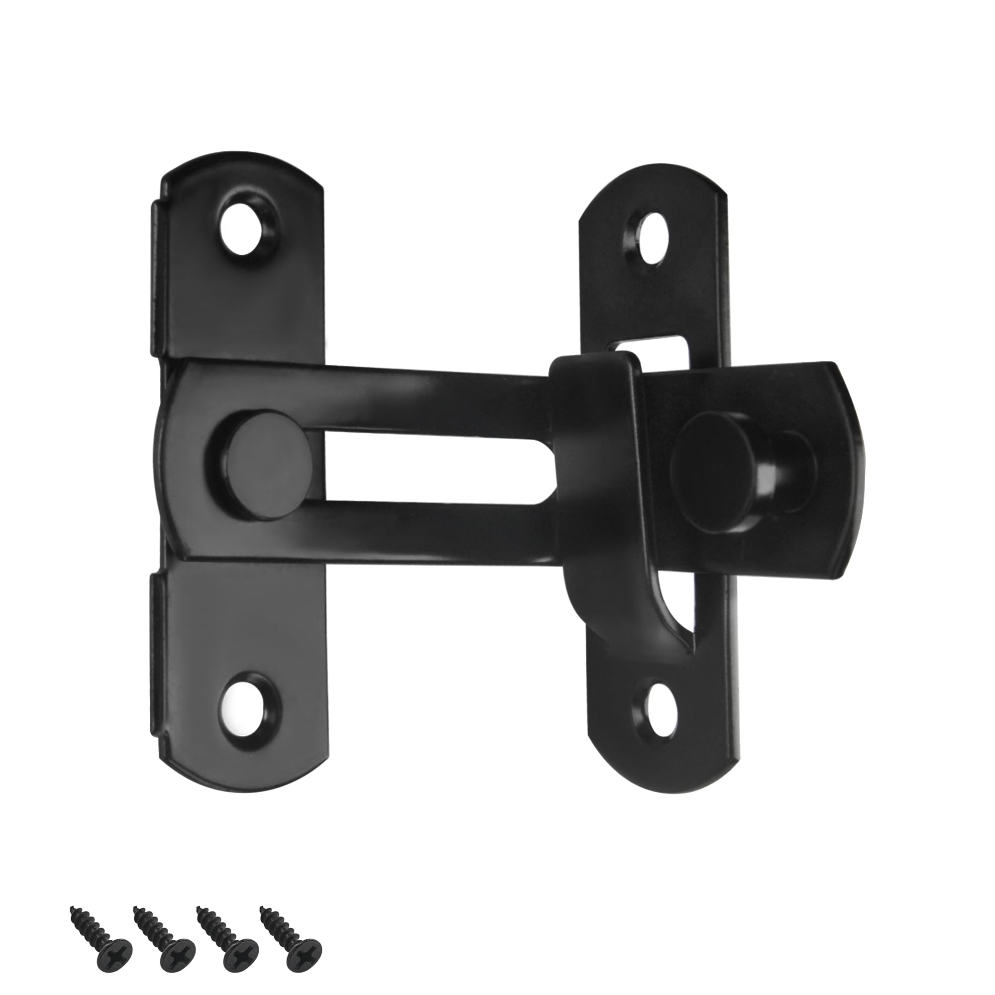 GHLIANGZHOU 90° Bend Sliding Gate Latch, 4" Black Stainless Flip Lock