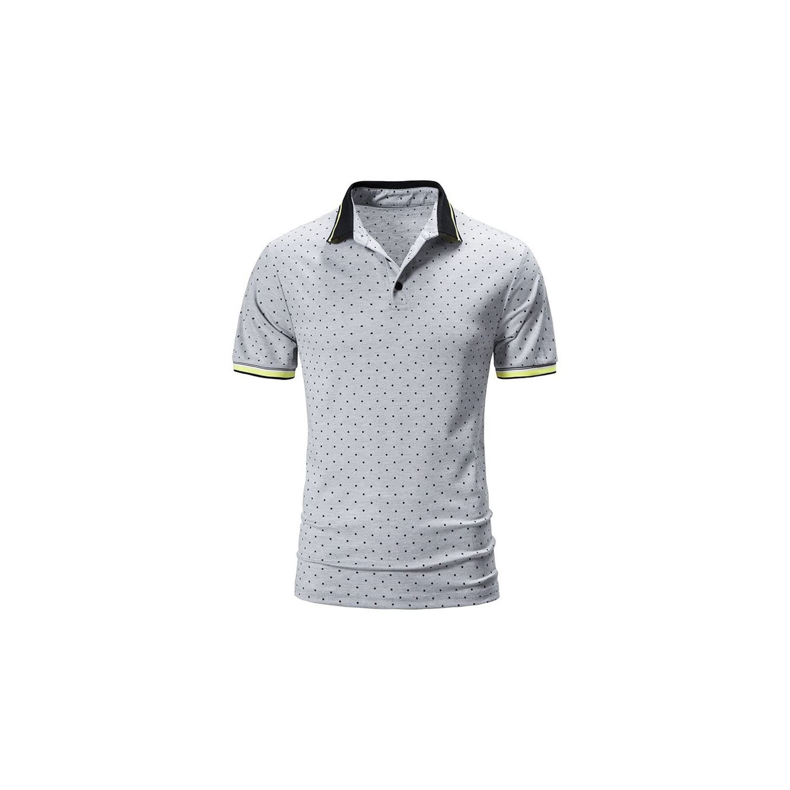 Camisas de Hombre Camisa de Polo básica de Manga Corta de Verano con Cuello levantado Camiseta de Hombre Top (Color : Blanco, Tamaño : US S) (Gris Claro L) (Gris Claro pequeño)