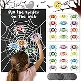 Konsait Pin the Spider on the Web Reusable Halloween Holiday Party Games with Blindfold Pin Game...